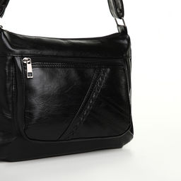 Сумка кросс-боди женская, большого размера, на молнии, 28×10×20 см, чёрная