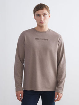 Bisiklet Yaka Bask?l? Erkek Sweatshirt