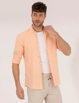 Turuncu Slim Fit Uzun Kollu G_mlek