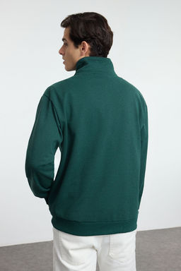 TRENDYOL MAN Lacivert Oversize/Genis Kesim Dik Yaka Fermuarl? Etiketli Ici Polarl? Sweatshirt TMNAW25SW00168 - Trendyolmilla фото 15