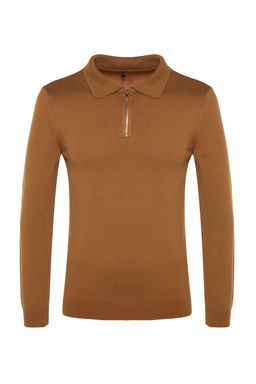 Camel Slim Fit Polo Yaka Triko Kazak TMNAW24KZ00076 - Trendyolmilla фото 7