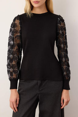 Ekru Tul Garnili Kol Detayl? Triko Kazak TWOAW26KZ00164 - Trendyolmilla фото 7