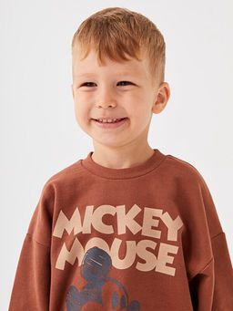 Bisiklet Yaka Uzun Kollu Mickey Mouse Bask?l? Erkek Bebek Sweatshirt - Waikiki фото 2