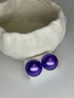 Серьги Пуговки (гвоздики) PW0099 сирень-глянец - Mini maxi фото 7