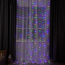 Гирлянда Занавес 2?3 м роса, IP20, серебристая нить, 450 LED, свечение мульти, 8 режимов, 220 В