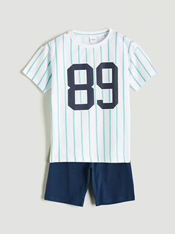 Bisiklet Yaka Erkek ?ocuk ?ortlu Pijama Tak?m?