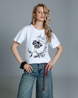 Футболка с принтом и бусинами FD015 - Sahar art lab фото 7