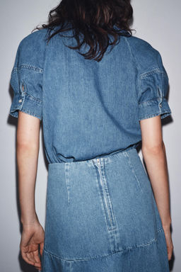 ZW COLLECTION DENIM SHIRT WITH TIE - Zara фото 3