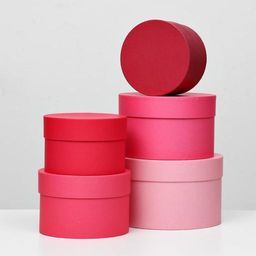 Набор круглых подарочных коробок 5 в 1 «Пантон 200», однотонный, 23×23×14 - 15×15×10 см