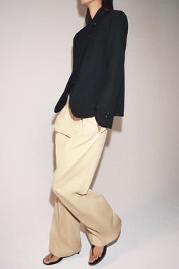 PANTAL?N WIDE LEG PLIEGUES ZW COLLECTION / Beige - Zara фото 4