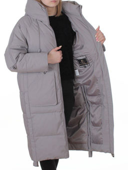6615 GRAY Пальто зимнее женское (200 гр. холлофайбер)