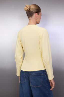 Ac?k Sar? Kal?n Sardonsuz Belden Oturmal? Bisiklet Yaka Orme Sweatshirt TWOAW26SW00068 - Trendyolmilla фото 4