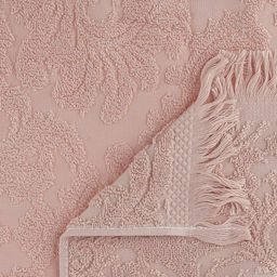 Полотенце махровое "Вензель" 34х75см, хлопок 100%, с бахромой, пудровый (Китай)