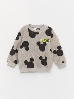 Bisiklet Yaka Mickey Mouse Desenli Uzun Kollu Erkek Bebek Sweatshirt
