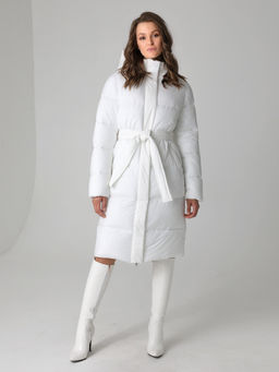 24433 Пальто стеганое молочный - Dizzyway фото 2