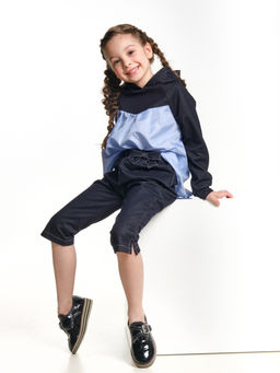 Джинсовые бриджи для девочки UD 4061 синий - Mini maxi фото 4