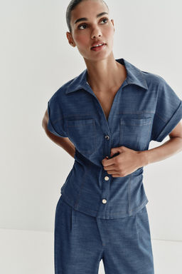 CAMISA ENTALLADA DRAPEADA / Azul - Zara фото 2