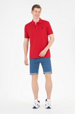Мужская классическая красная футболка с воротником поло Basic - U.s. polo assn фото 4