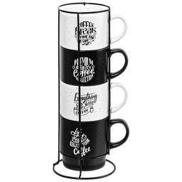 Набор кружек 4 пр. 430 мл 13,5*9,5*9,5 см "Кофе" на металлической подставке