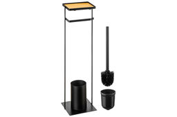 Подставка для туалетной бумаги с ершиком 16*15*59 см "Черная"