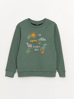 Bisiklet Yaka Bask?l? Uzun Kollu Erkek ?ocuk Sweatshirt ve E?ofman Alt? - Waikiki фото 2