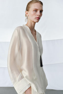 CAMISA FLUIDA ZW COLLECTION / Blanco roto - Zara фото 2