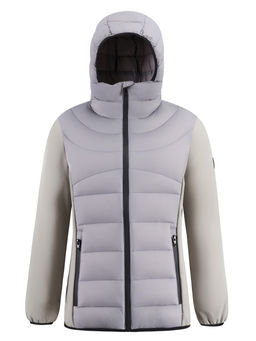 Куртка женская гибридная стёганая с капюшоном с графеновой подкладкой серого цвета 9630_1Sr