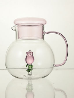 Кувшин стеклянный "Розочка" 1000 мл, розовый