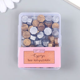 Сургуч в гранулах в коробочке Восьмигранник золото и серебро 35 гр 2,4х5,5х7 см - Арт узор фото 3