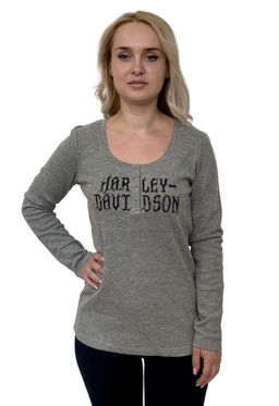 Серая женская кофта Harley-Davidson  классический реглан в новом формате №1134
