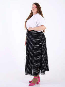 Юбка в горошек длинная на резинке - Almond фото 2