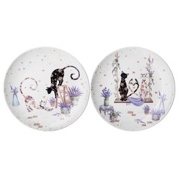 НАБОР ТАРЕЛОК ЗАКУСОЧНЫХ LEFARD ЛАВАНДОВЫЕ КОТЫ 2 ШТ. 20,5*2 СМ (КОР=18НАБ.)