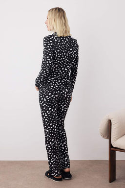 Trendyolmilla Bej %100 Pamuklu Leopar Desenli Gomlek-Pantolon Orme Pijama Tak?m? THMAW21PT0489 фото 4