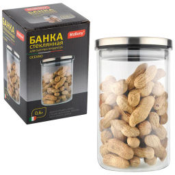 Стеклянная банка для сыпучих продуктов с крышкой из нерж стали OCEANO объем 0.6л арт.004461 /Mallony/  фото 2