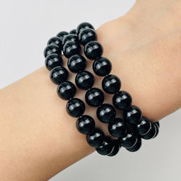 Бусины для украшений из черного Агата (45 бусин) 38 см