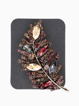 Брошь «Императрица. Лист», бордово-коричневая в чернёном золоте