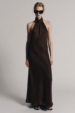 VESTIDO LARGO CUELLO HALTER ZW COLLECTION / Marr?n - Zara фото 2