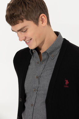 Мужской черный базовый трикотажный кардиган Неожиданная скидка в корзине - U.s. polo assn фото 2