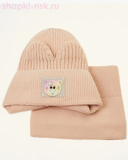 07-4-H Комплект для девочки флис (ушанка+снуд) (48-52)