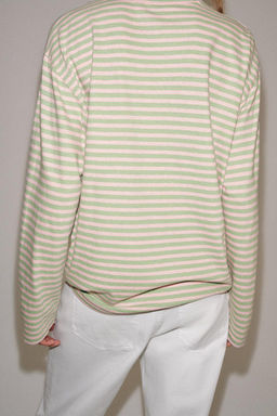 CAMISETA ALGOD?N Y LINO RAYAS / Rosa pastel - Zara фото 29