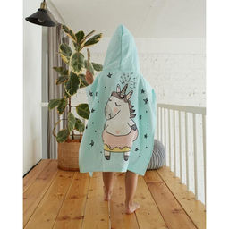 Полотенце - пончо детское махровое «Крошка Я. Единорог», 60×120 см, хлопок 100%, голубое