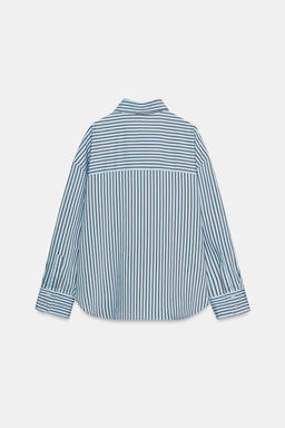 OVERSIZE STRIPED POPLIN SHIRT - Zara фото 7