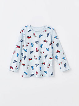 Bisiklet Yaka Uzun Kollu Bask?l? Erkek Bebek Pijama ?st