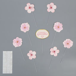 Топпер Цветочки, картон на подложке, с проволокой