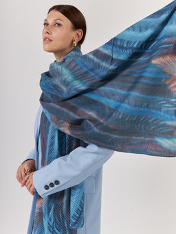 Большой, мягкий, тонкий и очень нежный двусторонний палантин с рисунком