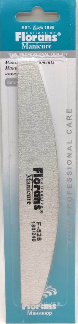 Florans Пилка полировочная F-526 (100\180) серая лодочка 18см, блистер