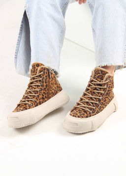 Ботинки 217.PODYUM151be. коричневый леопард замша/Шерсть