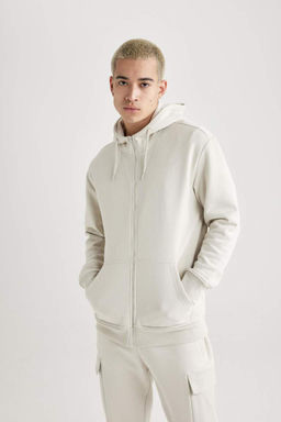 Толстовка обычного кроя с капюшоном на мягкой подкладке и на молнии - Defacto фото 6