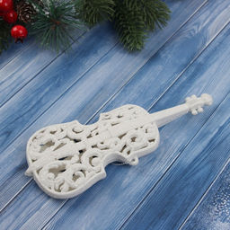 Цена за 3 шт. Ёлочная игрушка Зимнее волшебство. Виолончель пластик, 177 см, белый фото 2