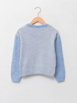 Bisiklet Yaka Desenli Uzun Kollu K?z ?ocuk Triko Kazak - Waikiki фото 2